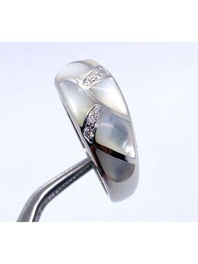 Kabana Mother Of Pearl Inlay Woman Diamond Ring Size 7